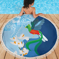 Guatemala Quetzal Bird Beach Blanket Monja Blanca Flowers