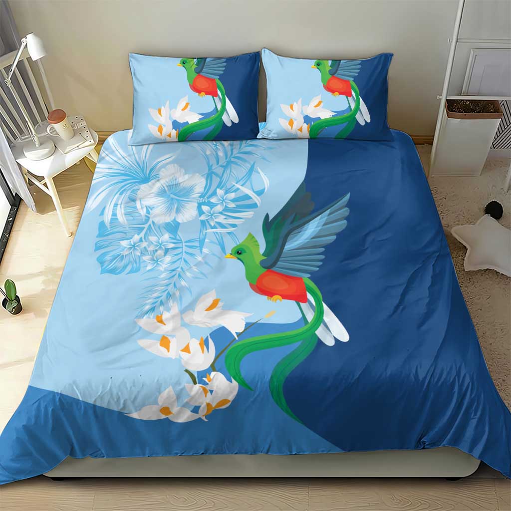 Guatemala Quetzal Bird Bedding Set Monja Blanca Flowers