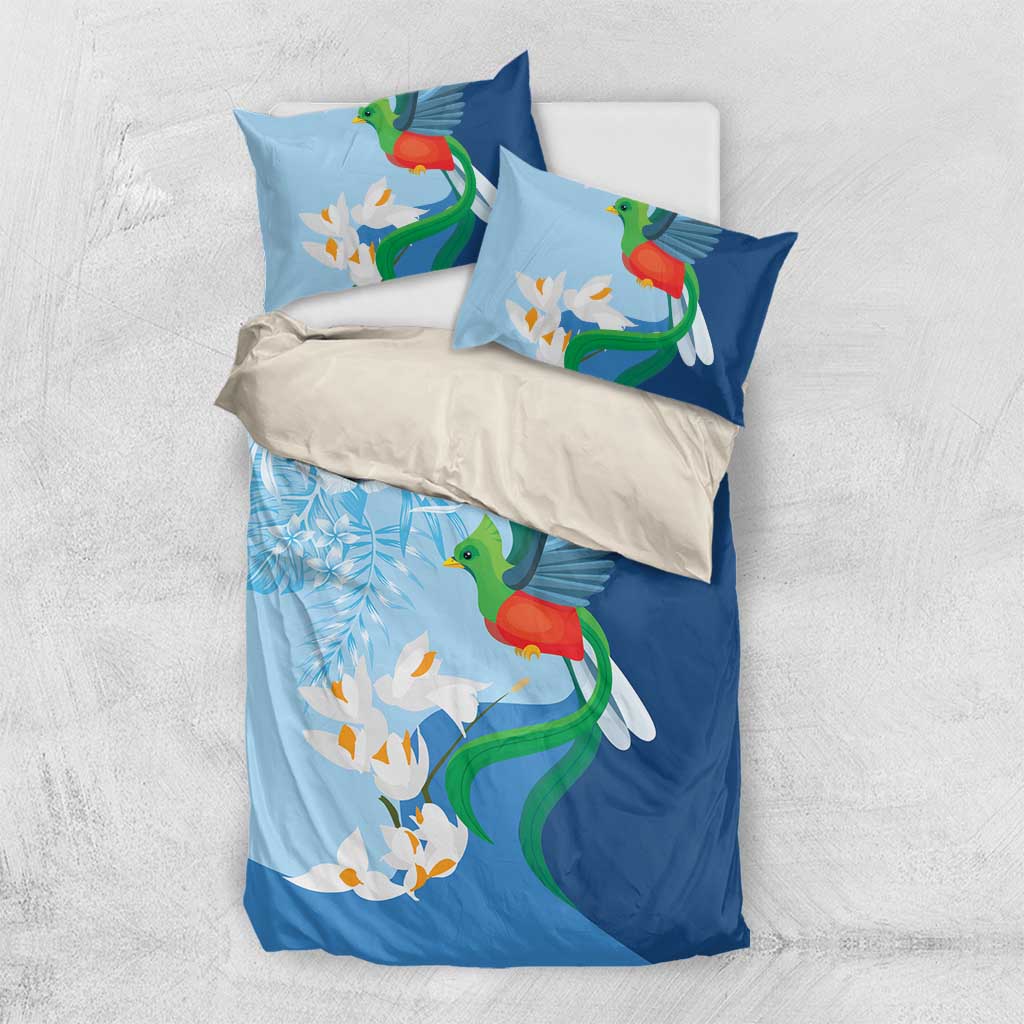 Guatemala Quetzal Bird Bedding Set Monja Blanca Flowers