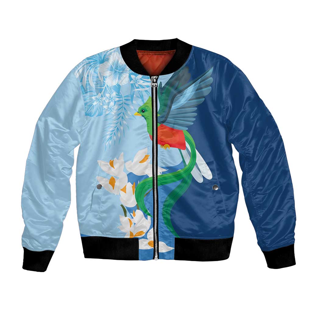 Guatemala Quetzal Bird Bomber Jacket Monja Blanca Flowers