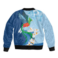 Guatemala Quetzal Bird Bomber Jacket Monja Blanca Flowers