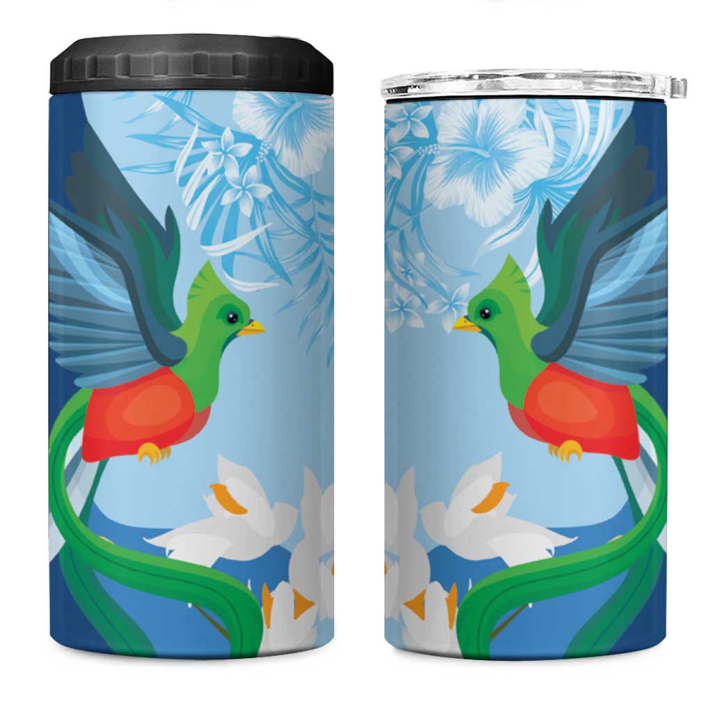 Guatemala Quetzal Bird 4 in 1 Can Cooler Tumbler Monja Blanca Flowers