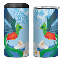 Guatemala Quetzal Bird 4 in 1 Can Cooler Tumbler Monja Blanca Flowers