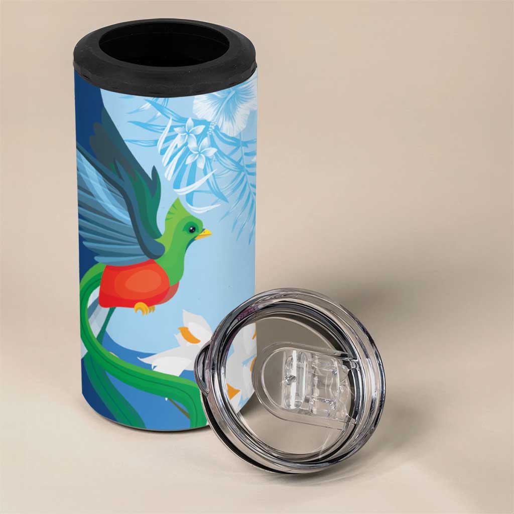Guatemala Quetzal Bird 4 in 1 Can Cooler Tumbler Monja Blanca Flowers