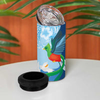 Guatemala Quetzal Bird 4 in 1 Can Cooler Tumbler Monja Blanca Flowers