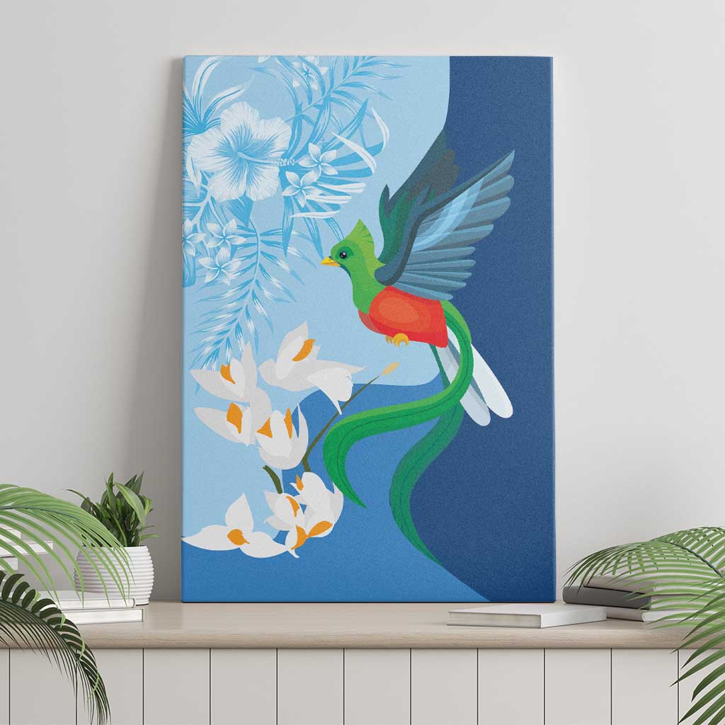 Guatemala Quetzal Bird Canvas Wall Art Monja Blanca Flowers