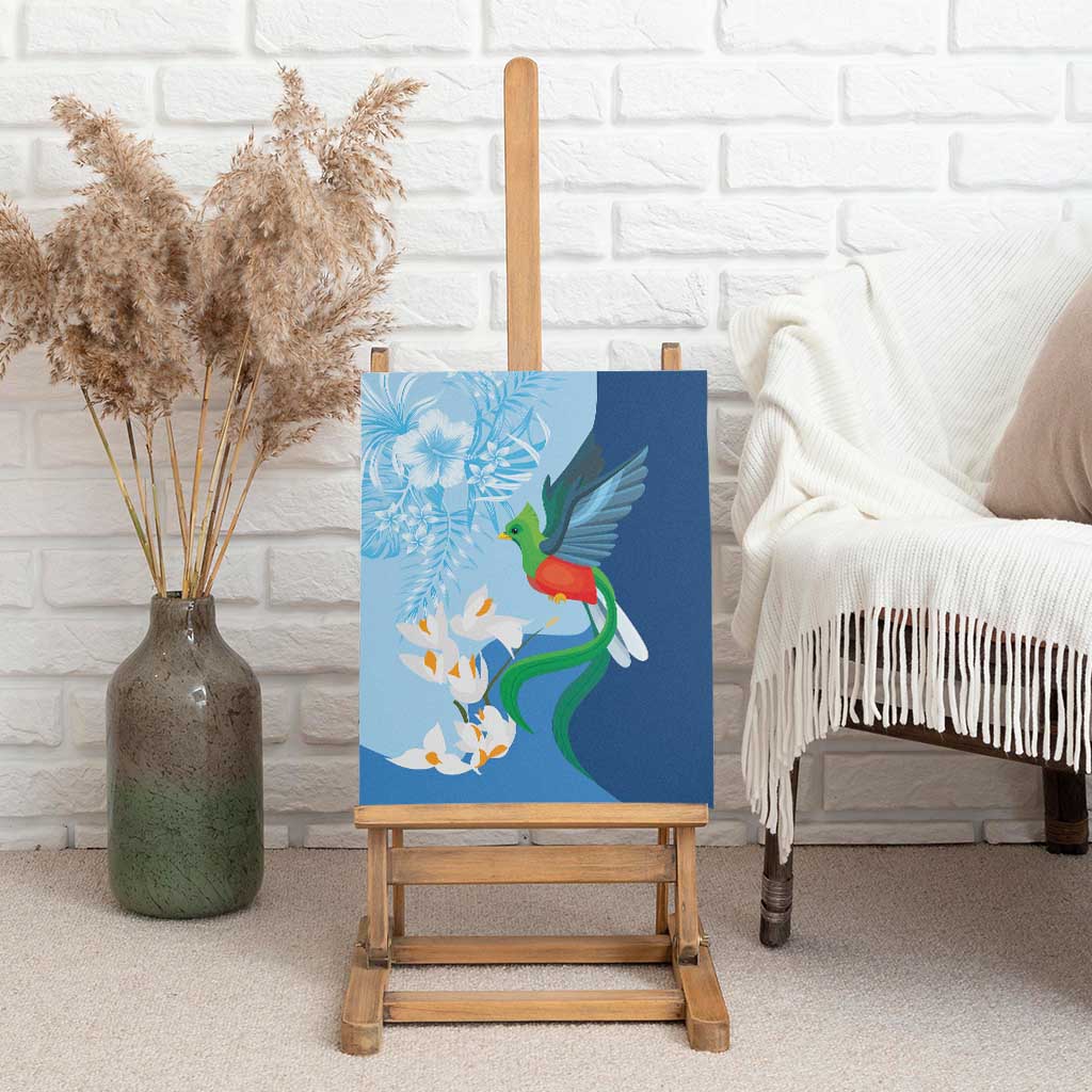 Guatemala Quetzal Bird Canvas Wall Art Monja Blanca Flowers