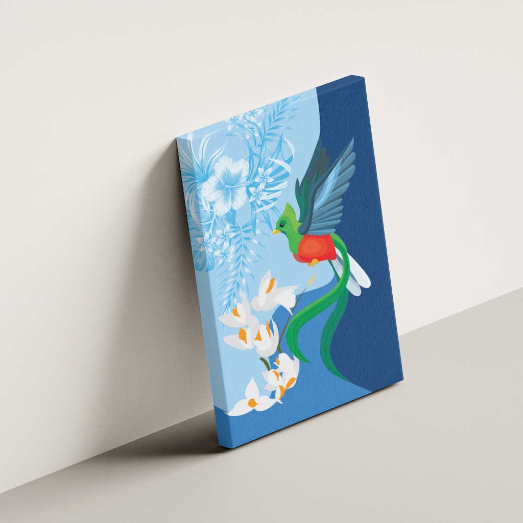 Guatemala Quetzal Bird Canvas Wall Art Monja Blanca Flowers