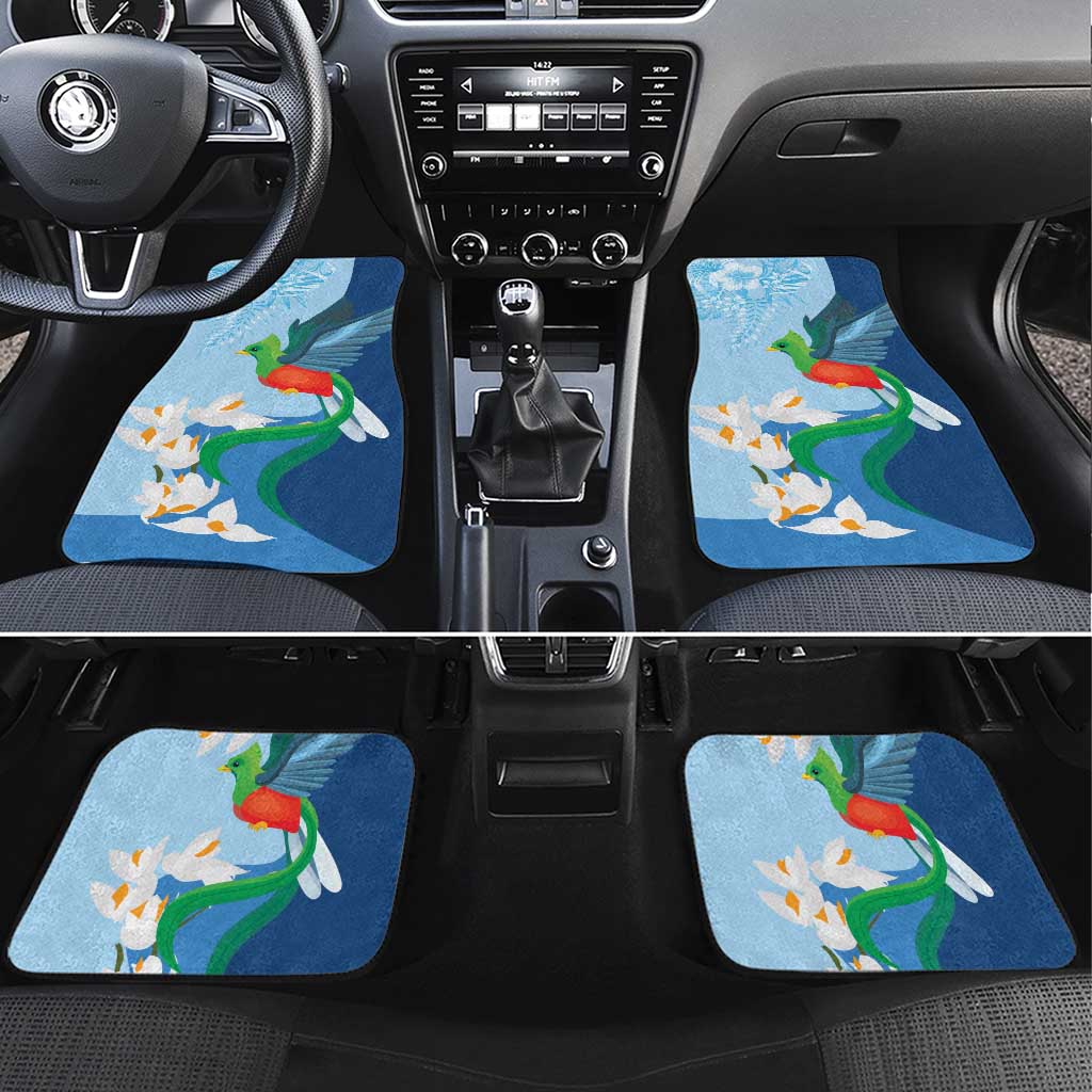 Guatemala Quetzal Bird Car Mats Monja Blanca Flowers