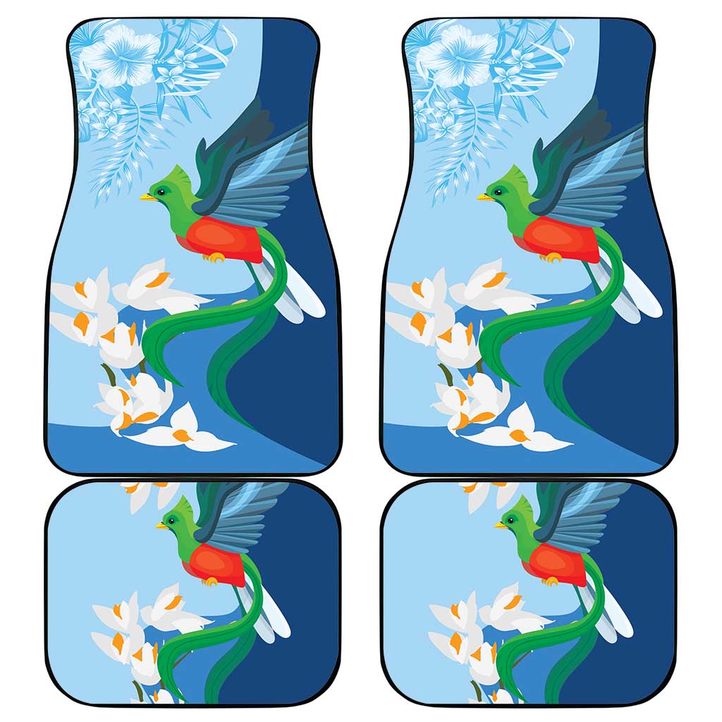 Guatemala Quetzal Bird Car Mats Monja Blanca Flowers