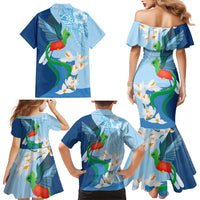 Guatemala Quetzal Bird Family Matching Mermaid Dress and Hawaiian Shirt Monja Blanca Flowers