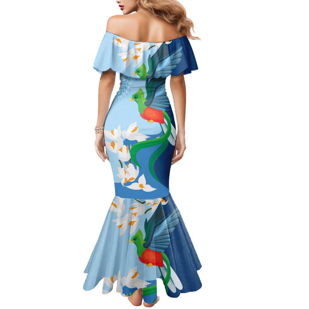 Guatemala Quetzal Bird Family Matching Mermaid Dress and Hawaiian Shirt Monja Blanca Flowers