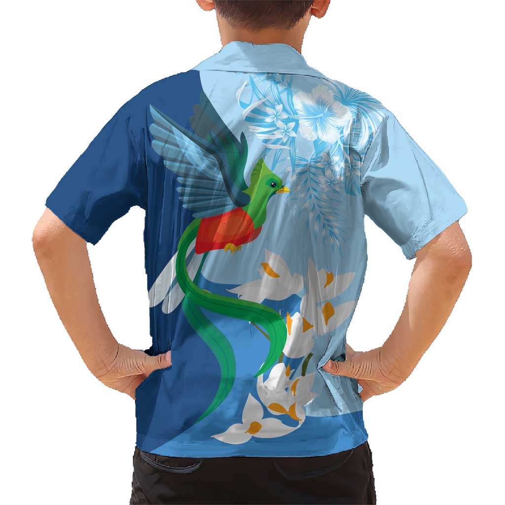 Guatemala Quetzal Bird Family Matching Short Sleeve Bodycon Dress and Hawaiian Shirt Monja Blanca Flowers