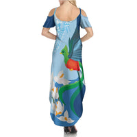 Guatemala Quetzal Bird Family Matching Summer Maxi Dress and Hawaiian Shirt Monja Blanca Flowers