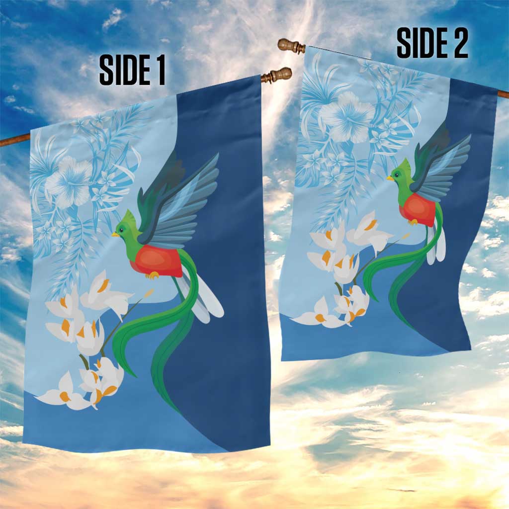 Guatemala Quetzal Bird Garden Flag Monja Blanca Flowers