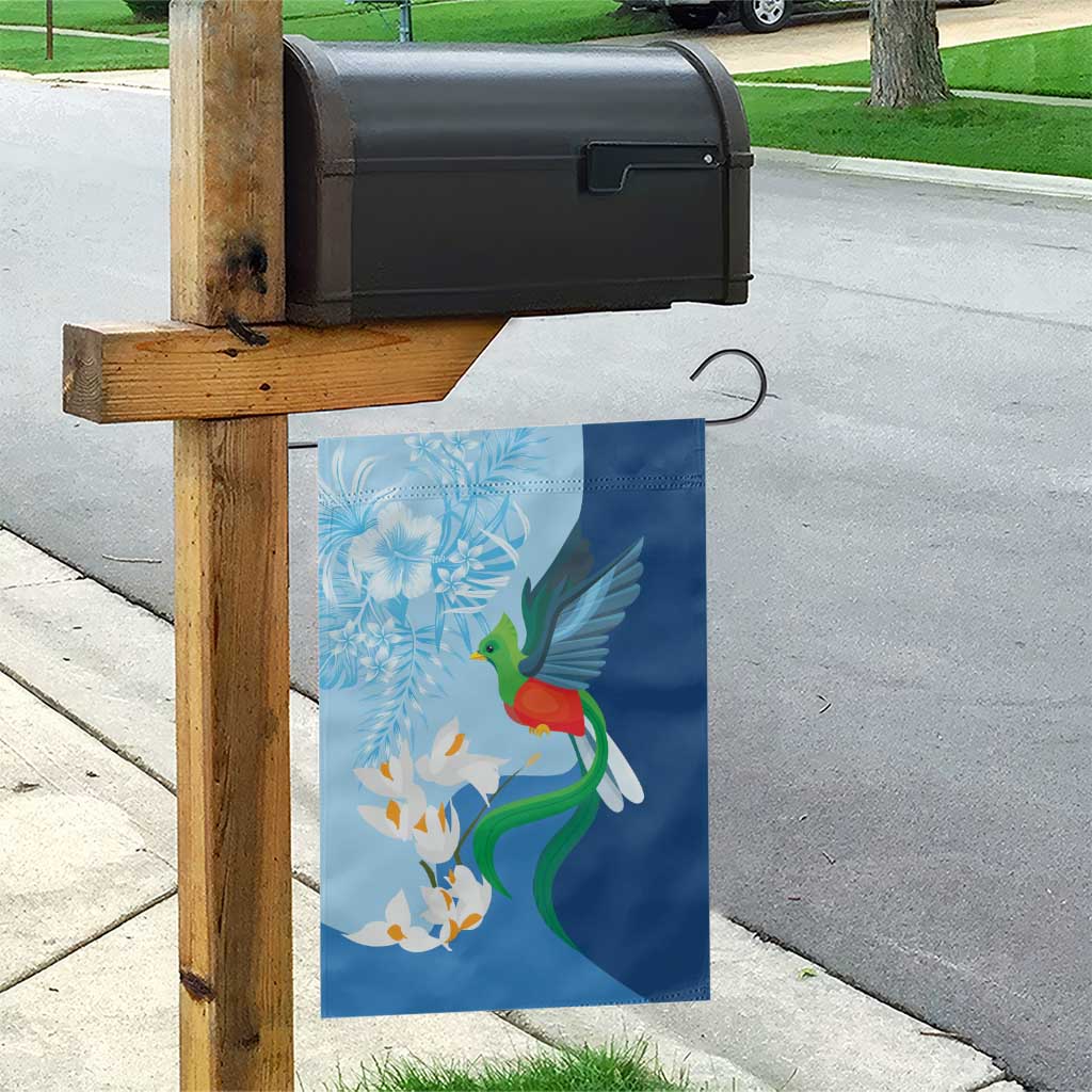 Guatemala Quetzal Bird Garden Flag Monja Blanca Flowers