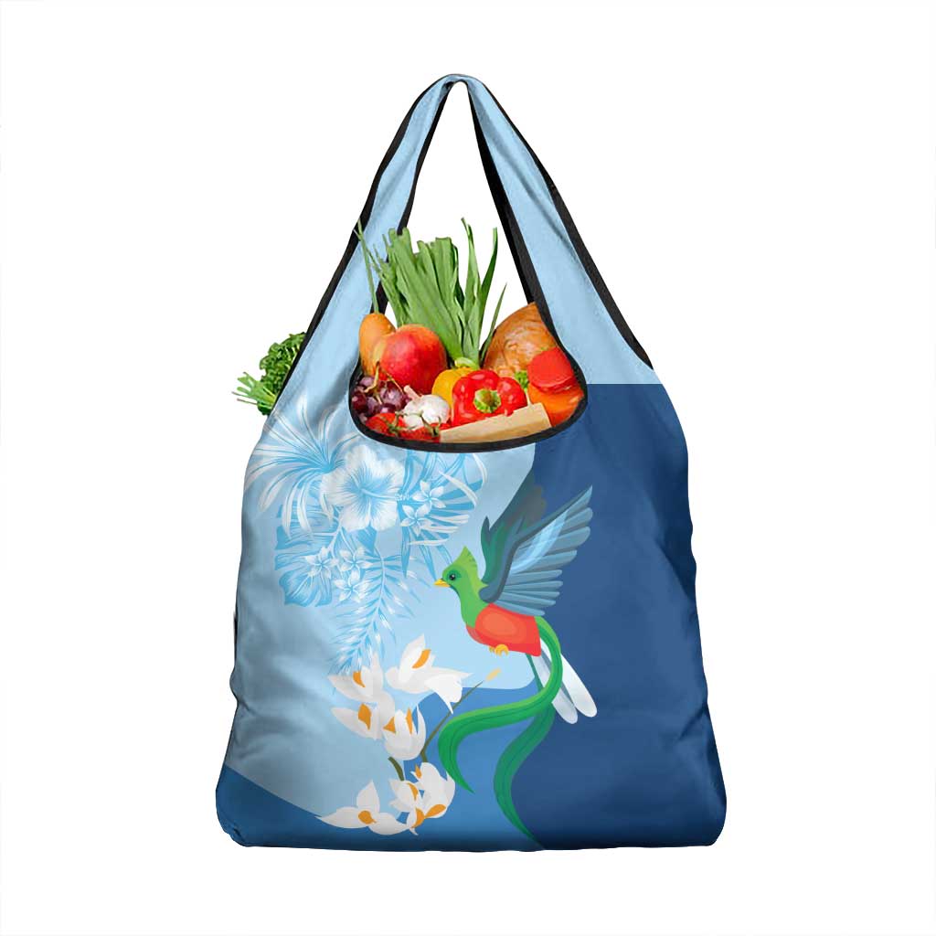 Guatemala Quetzal Bird Grocery Bag Monja Blanca Flowers