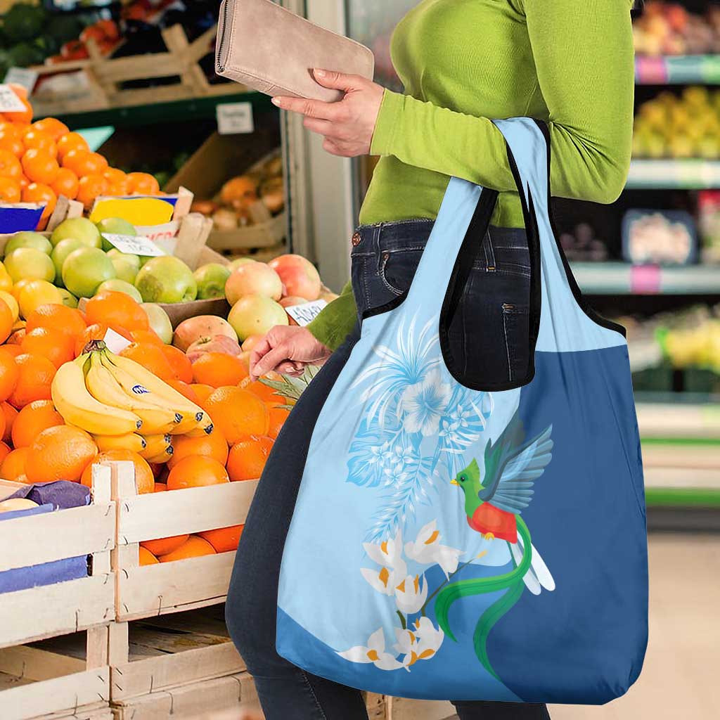 Guatemala Quetzal Bird Grocery Bag Monja Blanca Flowers