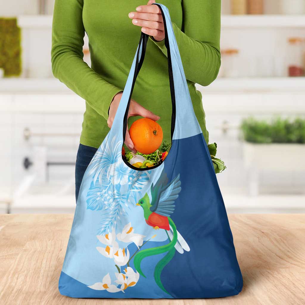 Guatemala Quetzal Bird Grocery Bag Monja Blanca Flowers