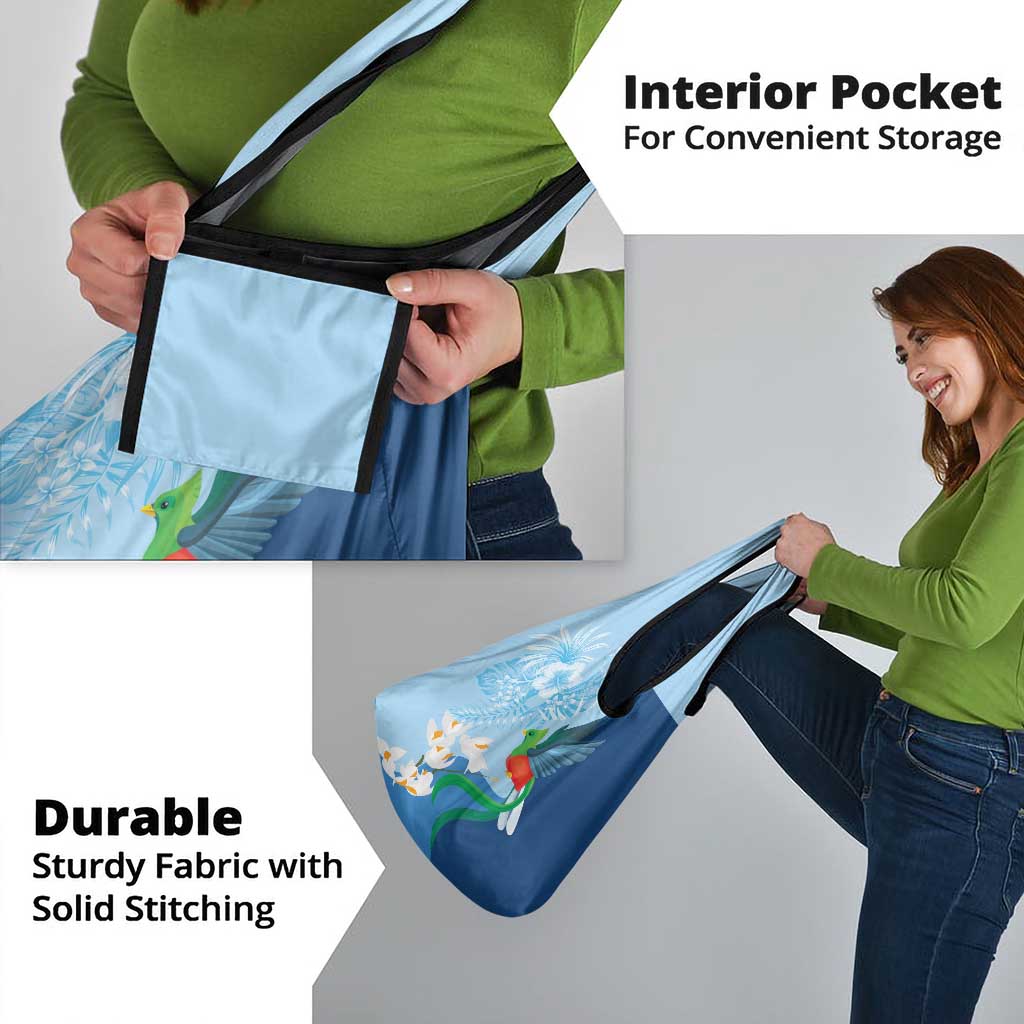 Guatemala Quetzal Bird Grocery Bag Monja Blanca Flowers