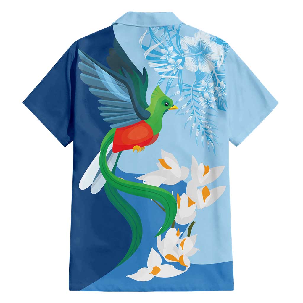 Guatemala Quetzal Bird Hawaiian Shirt Monja Blanca Flowers
