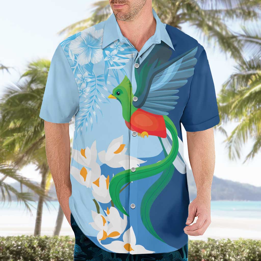 Guatemala Quetzal Bird Hawaiian Shirt Monja Blanca Flowers