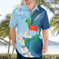 Guatemala Quetzal Bird Hawaiian Shirt Monja Blanca Flowers