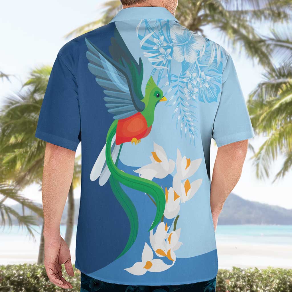 Guatemala Quetzal Bird Hawaiian Shirt Monja Blanca Flowers