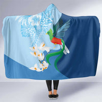 Guatemala Quetzal Bird Hooded Blanket Monja Blanca Flowers
