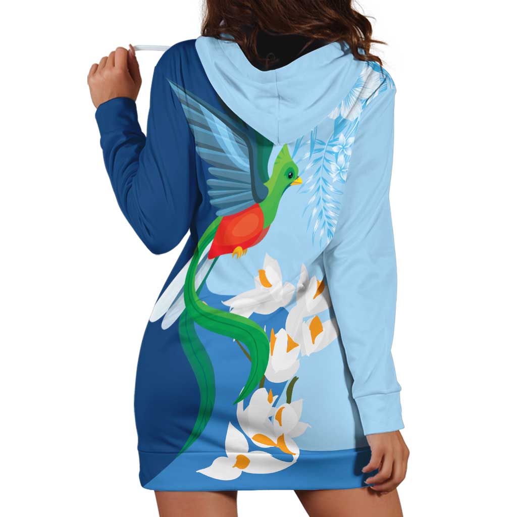 Guatemala Quetzal Bird Hoodie Dress Monja Blanca Flowers