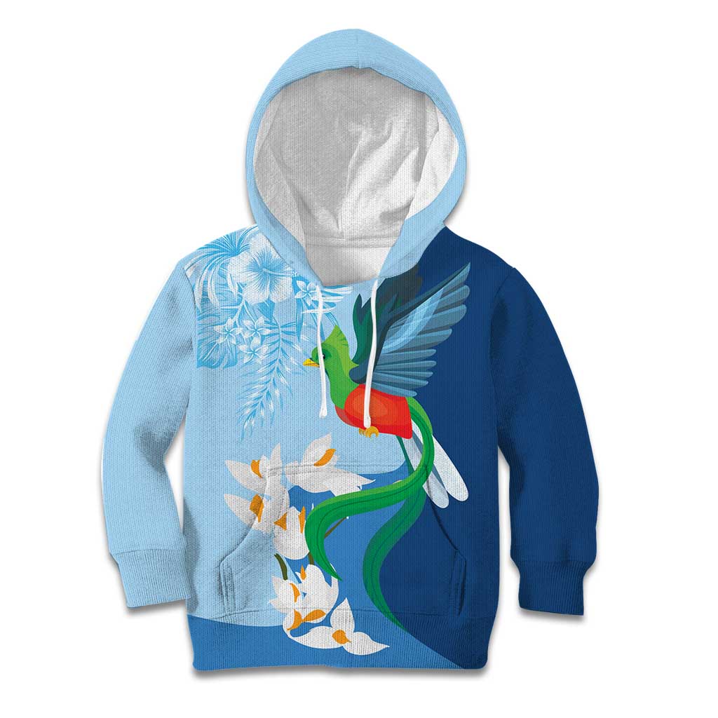 Guatemala Quetzal Bird Kid Hoodie Monja Blanca Flowers
