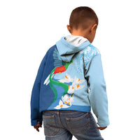 Guatemala Quetzal Bird Kid Hoodie Monja Blanca Flowers