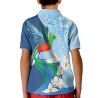 Guatemala Quetzal Bird Kid Polo Shirt Monja Blanca Flowers