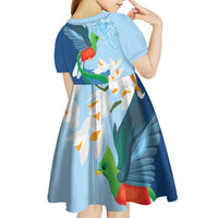 Guatemala Quetzal Bird Kid Short Sleeve Dress Monja Blanca Flowers