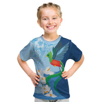 Guatemala Quetzal Bird Kid T Shirt Monja Blanca Flowers