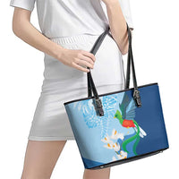 Guatemala Quetzal Bird Leather Tote Bag Monja Blanca Flowers