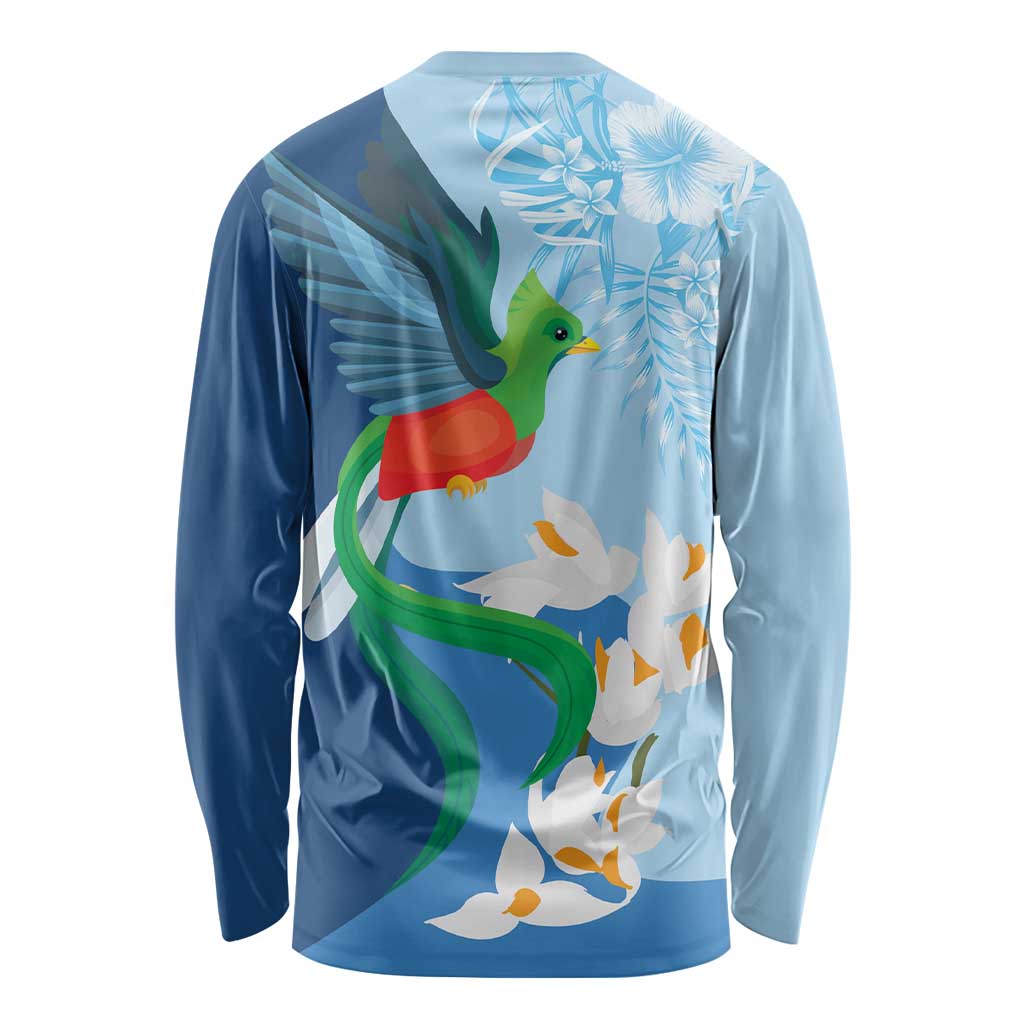 Guatemala Quetzal Bird Long Sleeve Shirt Monja Blanca Flowers