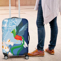 Guatemala Quetzal Bird Luggage Cover Monja Blanca Flowers
