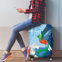 Guatemala Quetzal Bird Luggage Cover Monja Blanca Flowers