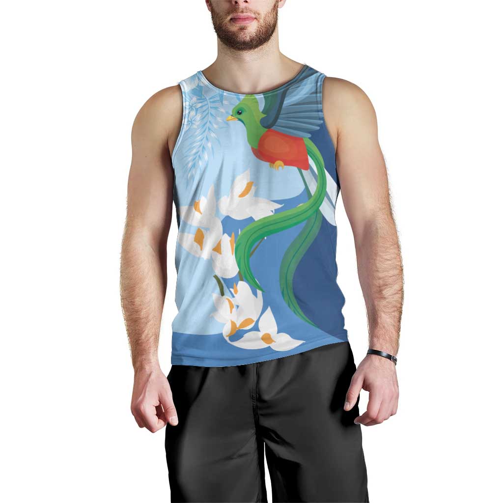 Guatemala Quetzal Bird Men Tank Top Monja Blanca Flowers