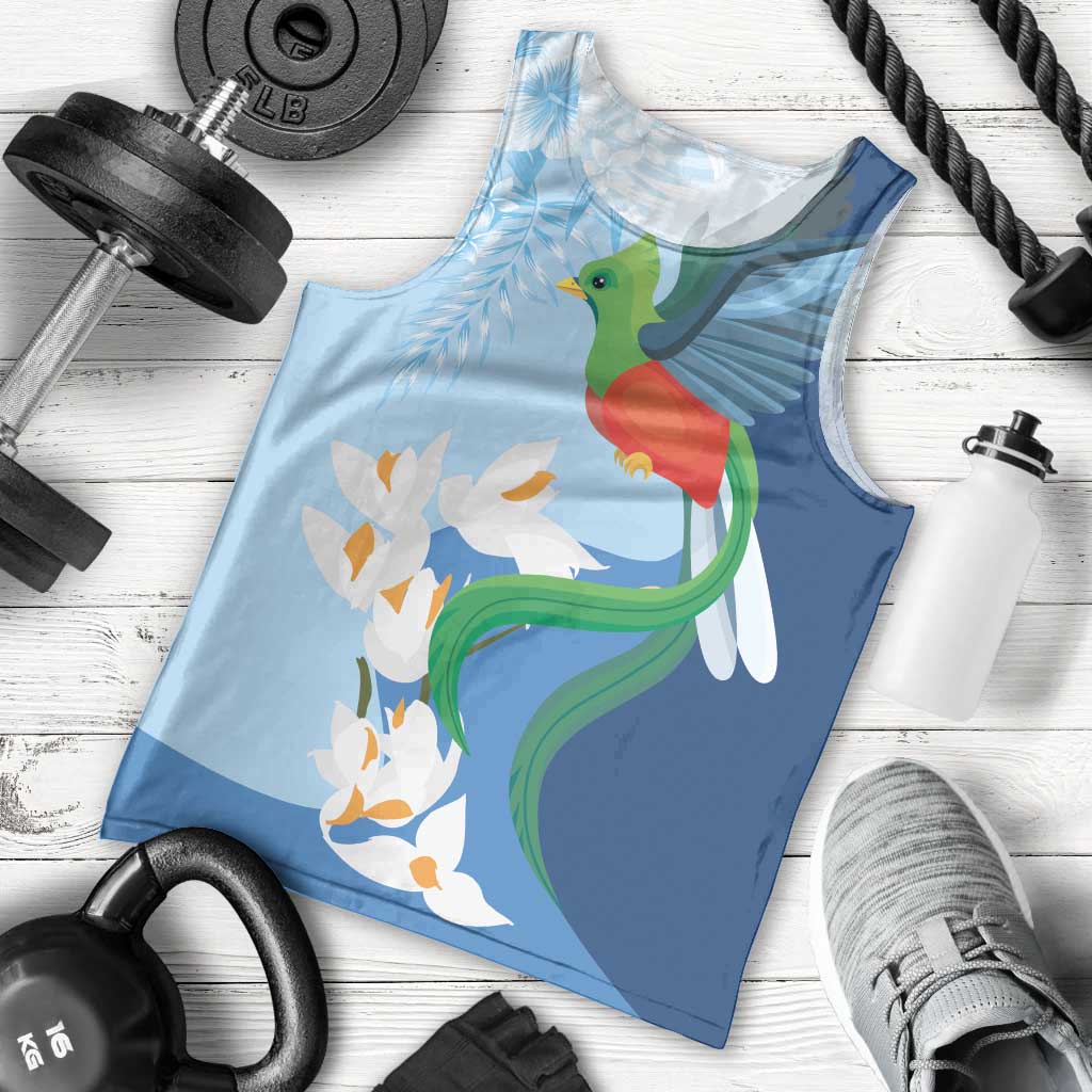 Guatemala Quetzal Bird Men Tank Top Monja Blanca Flowers