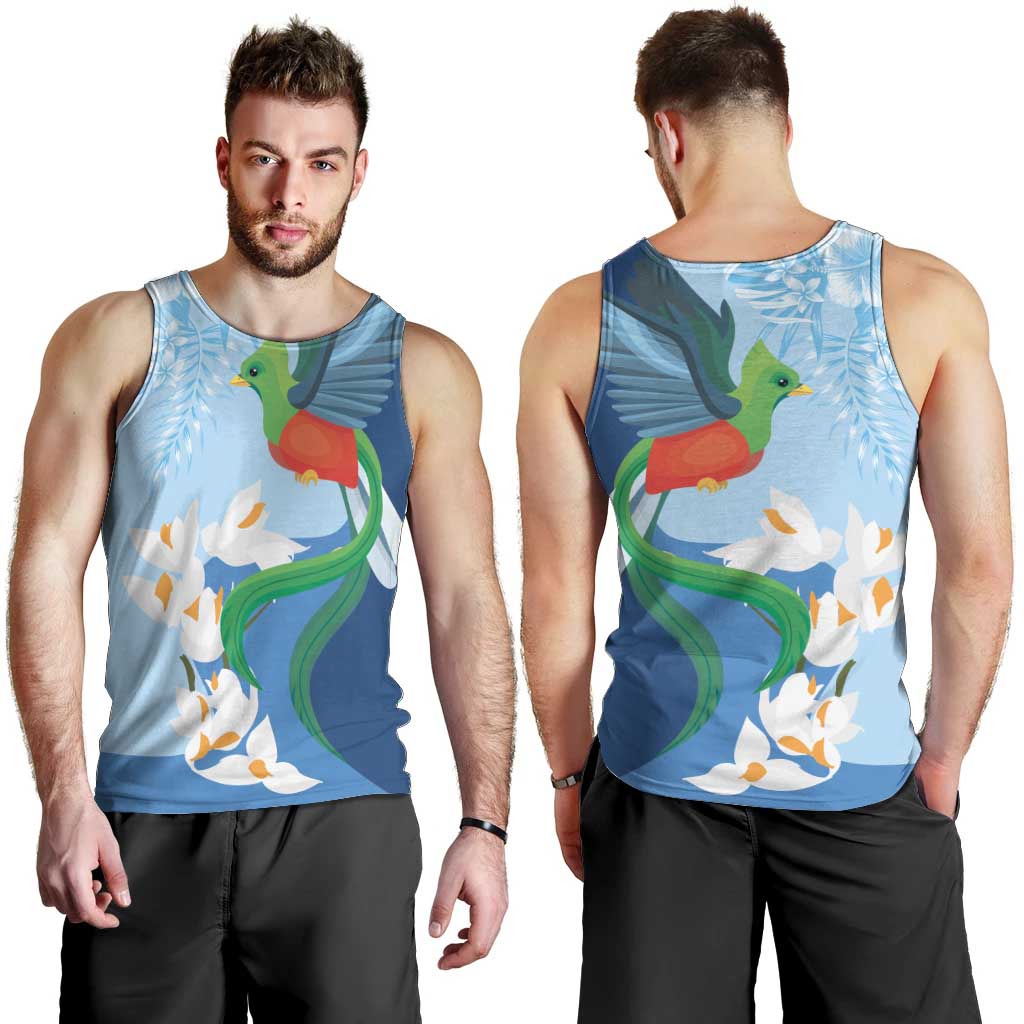 Guatemala Quetzal Bird Men Tank Top Monja Blanca Flowers