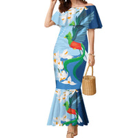 Guatemala Quetzal Bird Mermaid Dress Monja Blanca Flowers