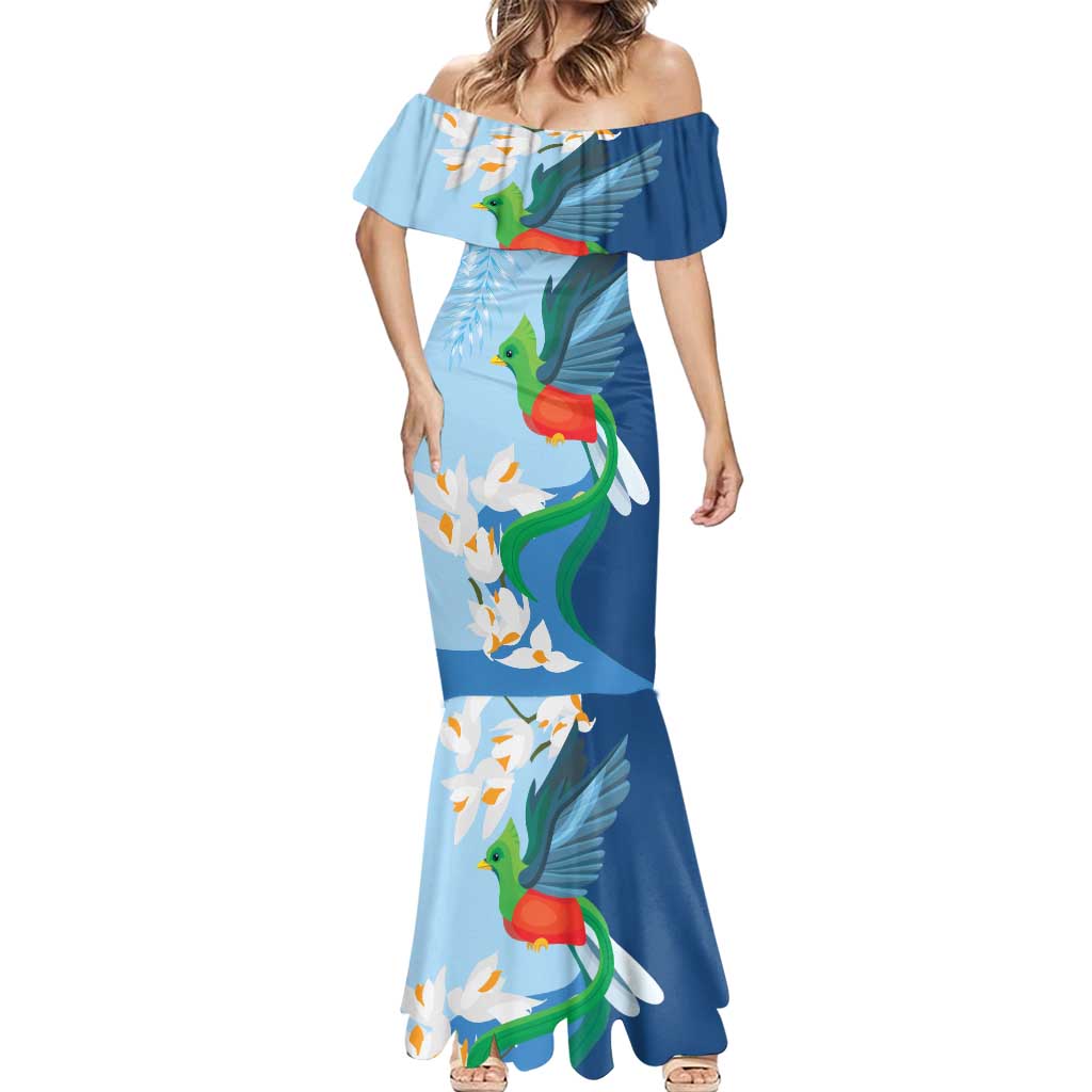 Guatemala Quetzal Bird Mermaid Dress Monja Blanca Flowers