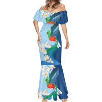 Guatemala Quetzal Bird Mermaid Dress Monja Blanca Flowers