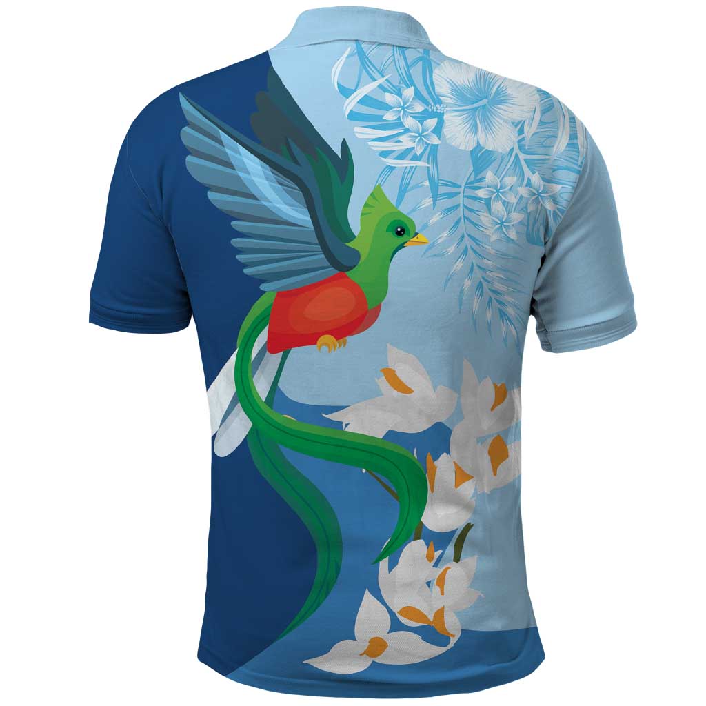 Guatemala Quetzal Bird Polo Shirt Monja Blanca Flowers