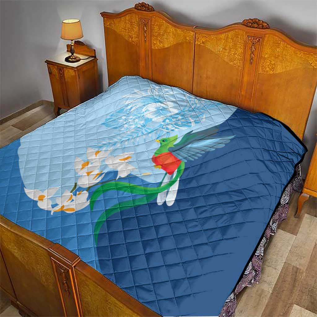 Guatemala Quetzal Bird Quilt Monja Blanca Flowers