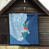 Guatemala Quetzal Bird Quilt Monja Blanca Flowers