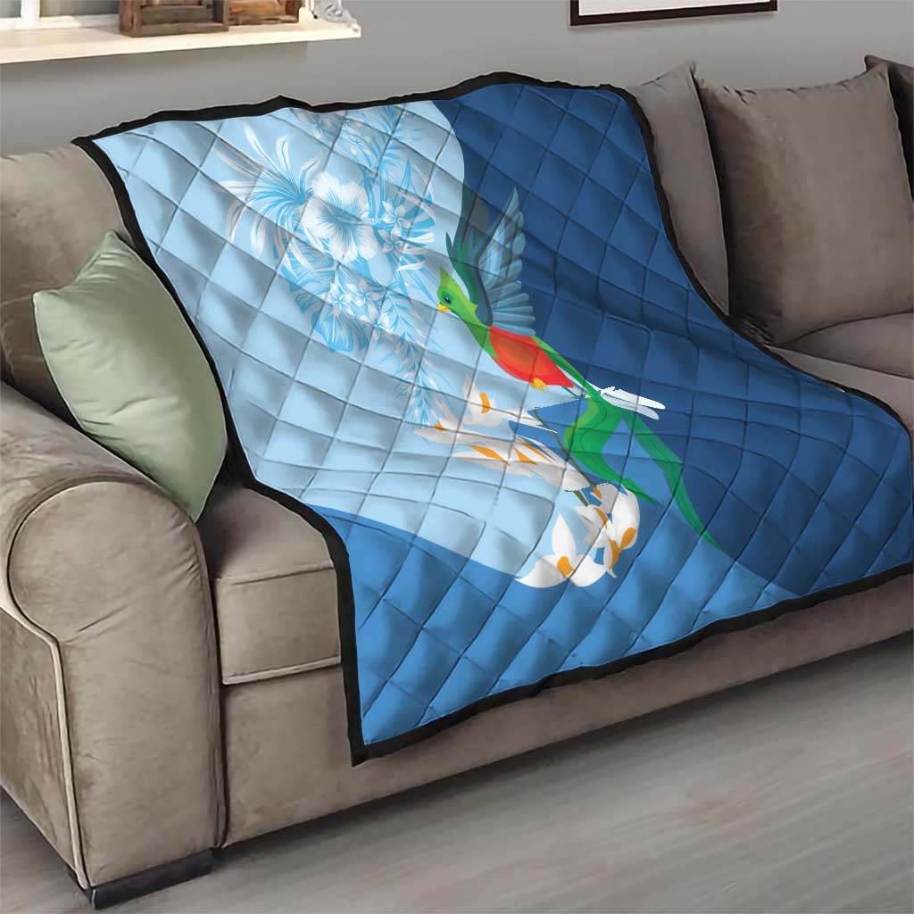 Guatemala Quetzal Bird Quilt Monja Blanca Flowers
