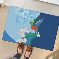 Guatemala Quetzal Bird Rubber Doormat Monja Blanca Flowers